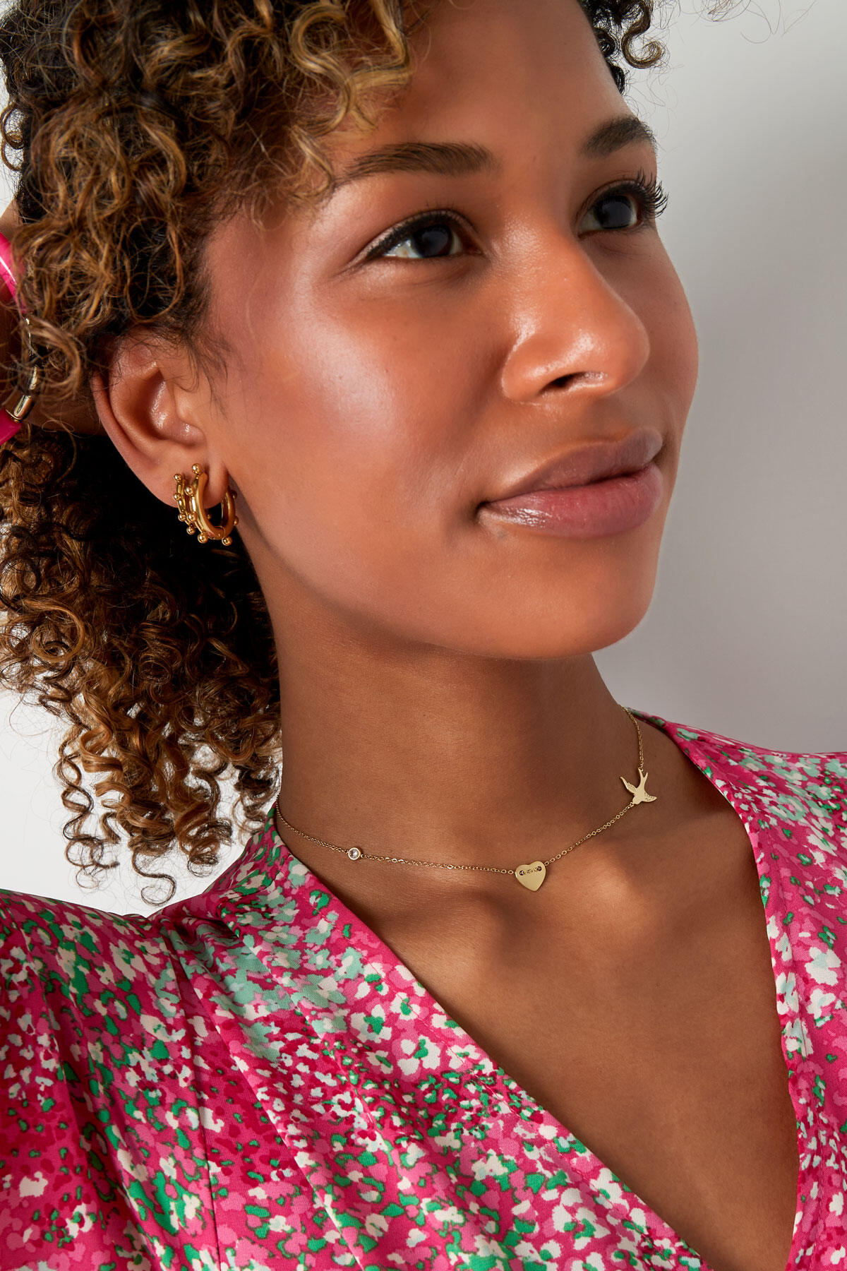 Necklace 3 charms - Gold Color Stainless Steel 2