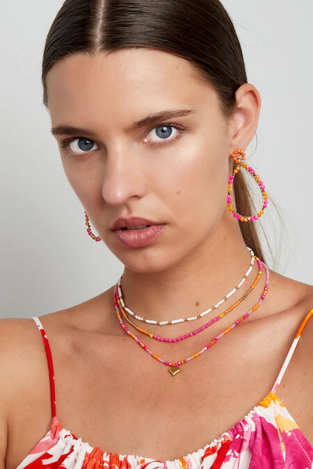 Ketting Kleine Kleurrijke Kraaltjes - Geel/Oranje 2