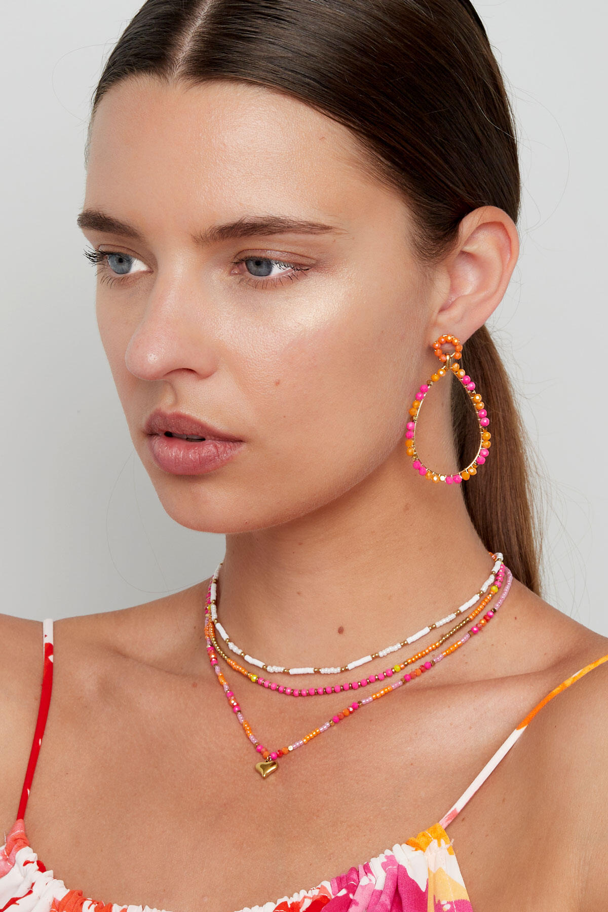 Collar fiesta con cuentas - naranja/rosa Imagen3