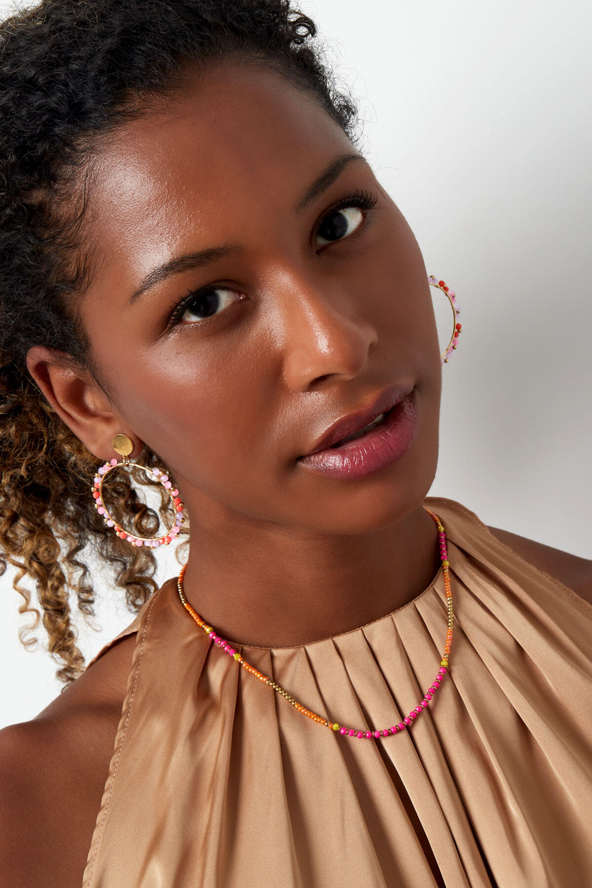 Collier perlé party - orange/doré Image4