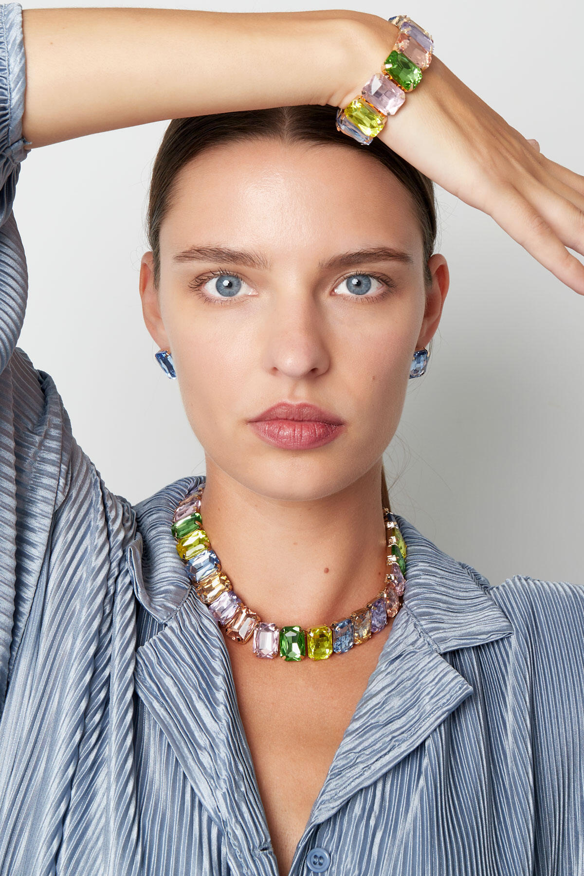 Ketting glamour - fuchsia/Goud kleur h5 Afbeelding2