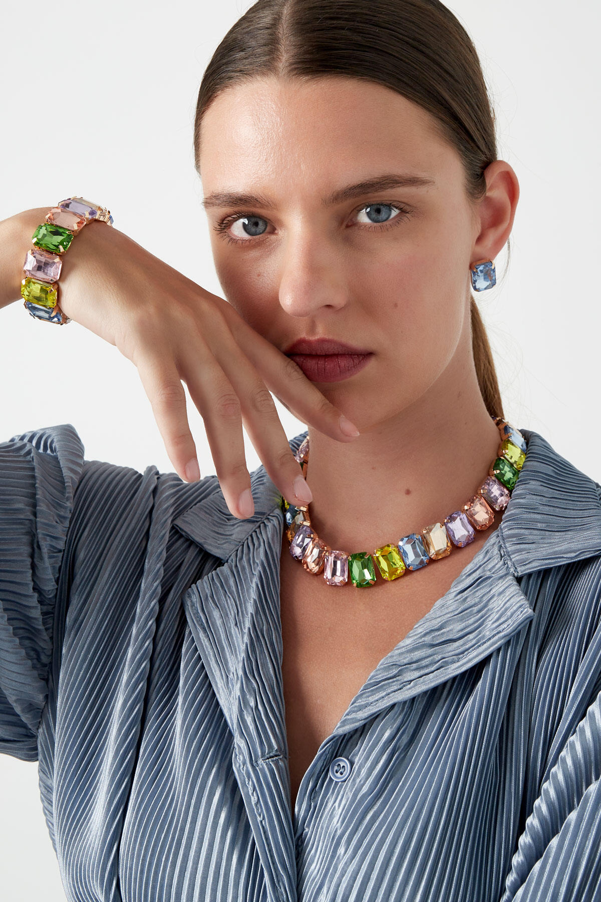 Ketting glamour - fuchsia/Goud kleur h5 Afbeelding4