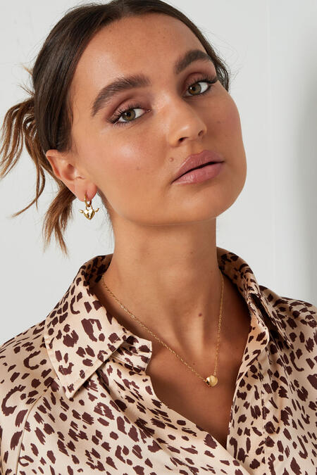 Necklace Round Charm With Print - Silver Color Color 2