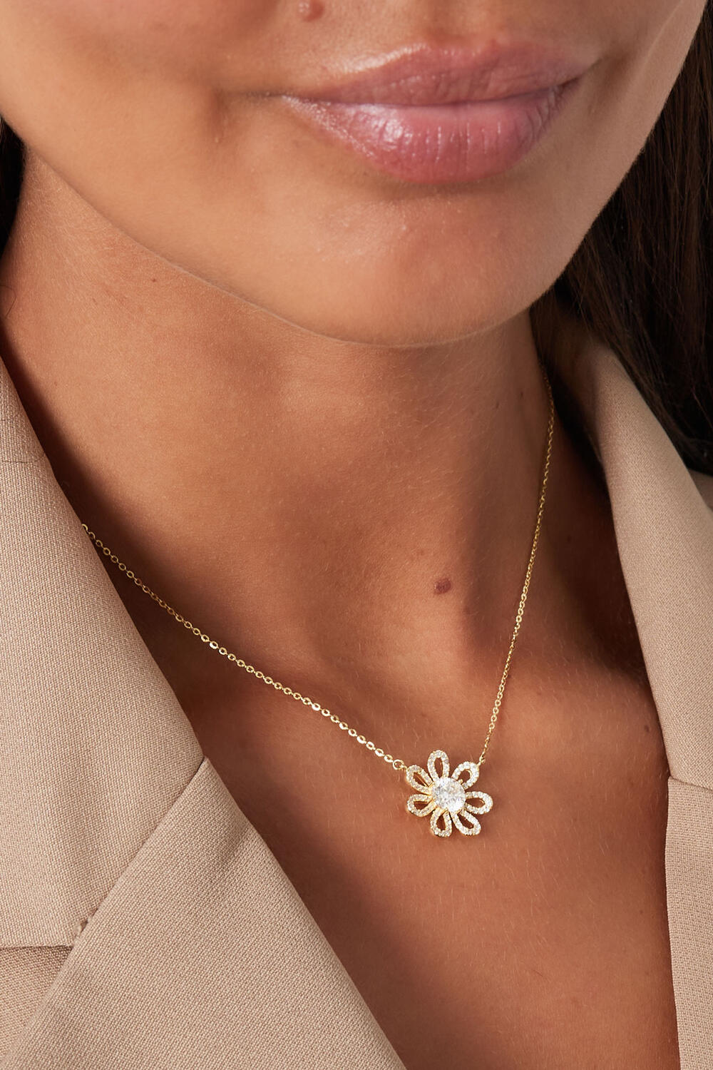 necklace rhinestones flower h5Picture3