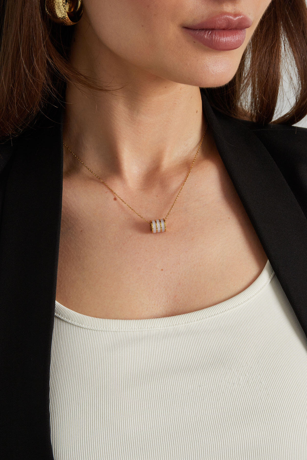 Ketting ronde bedel - Goud kleur/roze h5 Afbeelding3