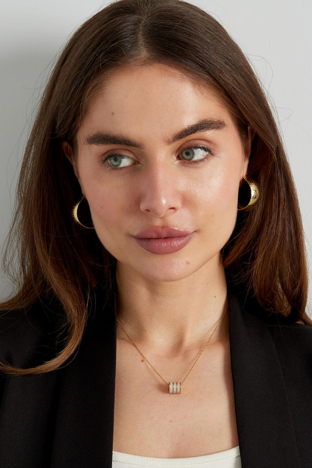 Ketting ronde bedel - Goud kleur/roze h5Afbeelding4