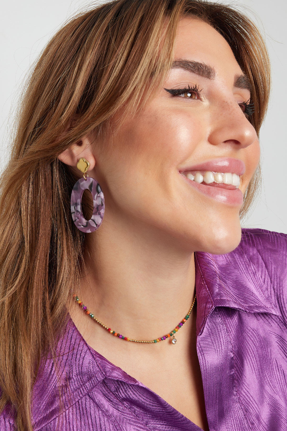 Colorful necklace natural stone and rhinestone 2