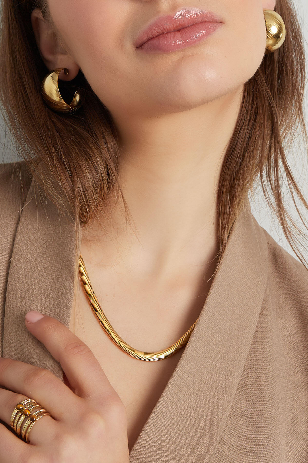 unisex chain flat with structure - Gold color-6.0mm h5 Picture3