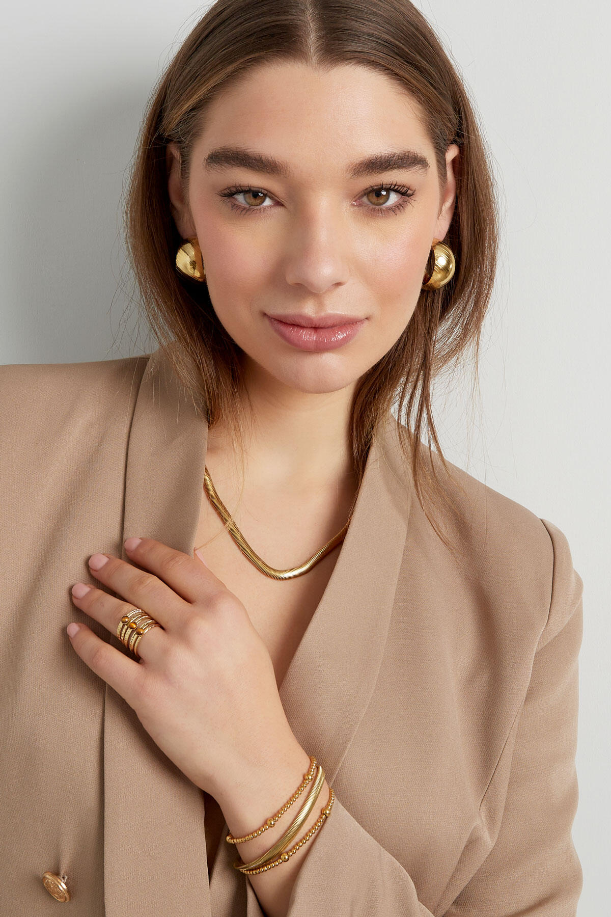 unisex chain flat with structure - Gold color-6.0mm h5 Picture4