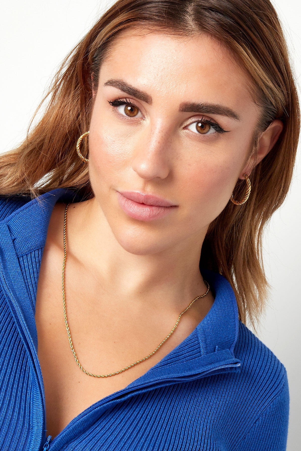 Collar unisex retorcido largo - Color dorado - 2.0MM h5 Imagen4