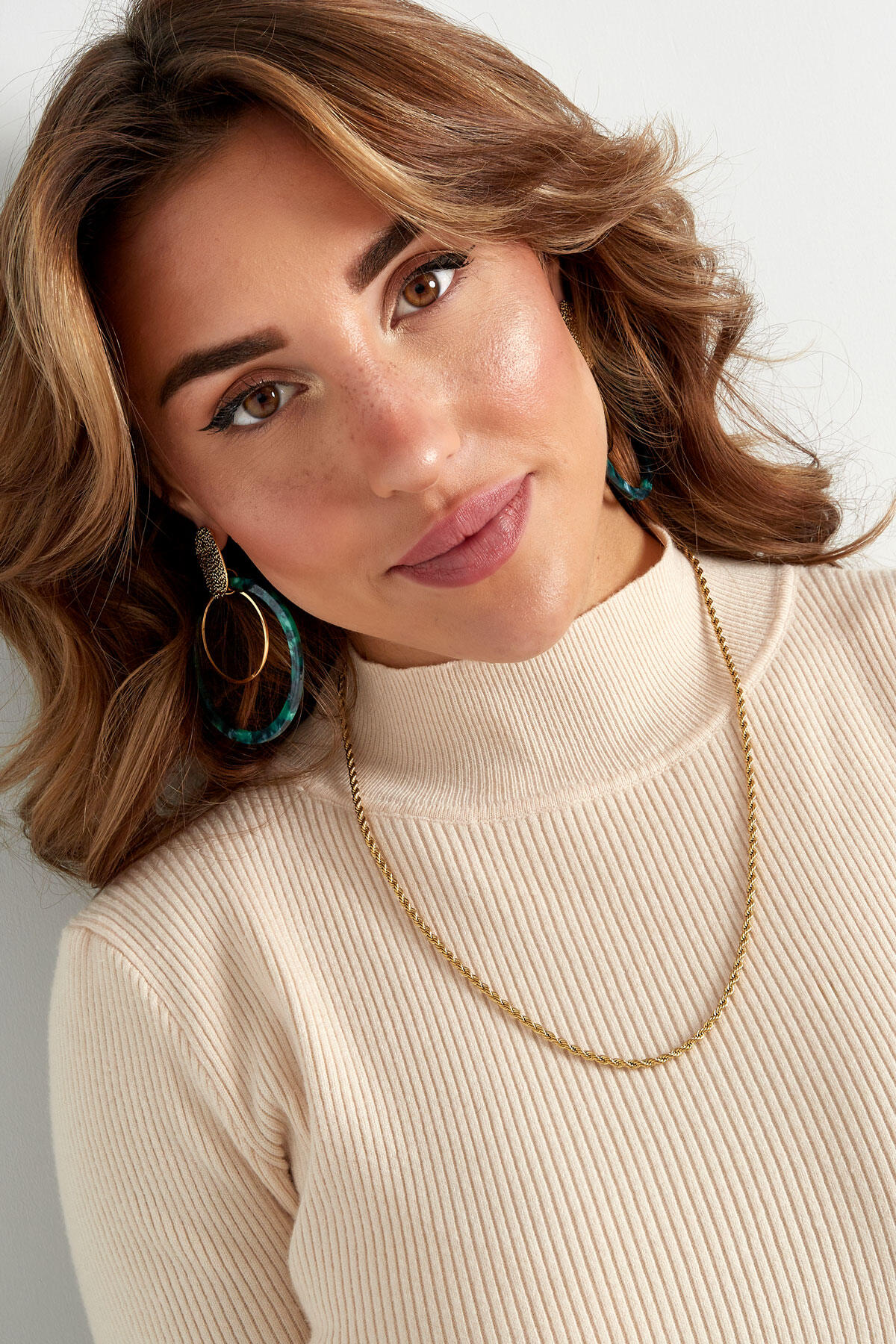 unisex stainless steel twisted necklace 60cm - Gold color-3.0mm Picture2