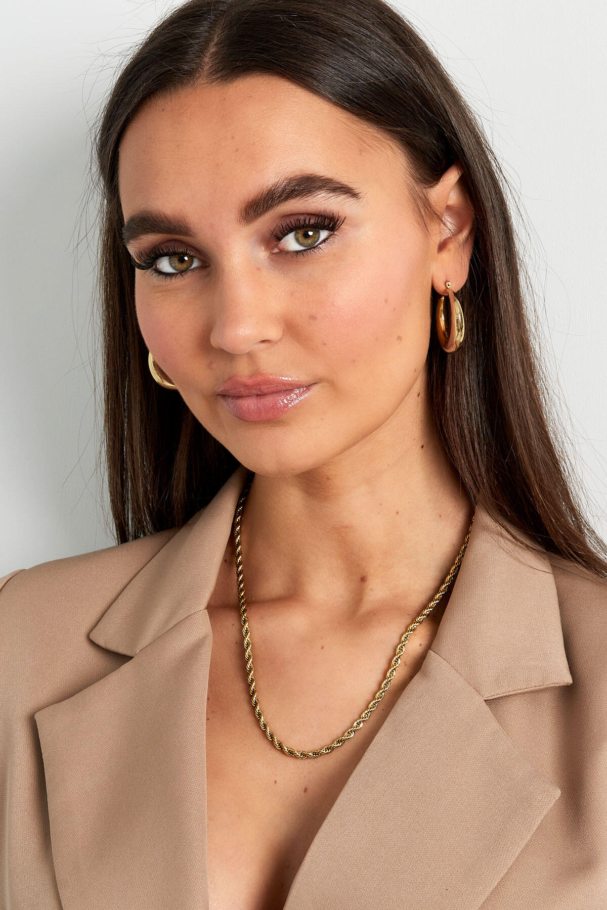 Unisex ketting gedraaid 50cm - Goud kleur-4.0MM Afbeelding2