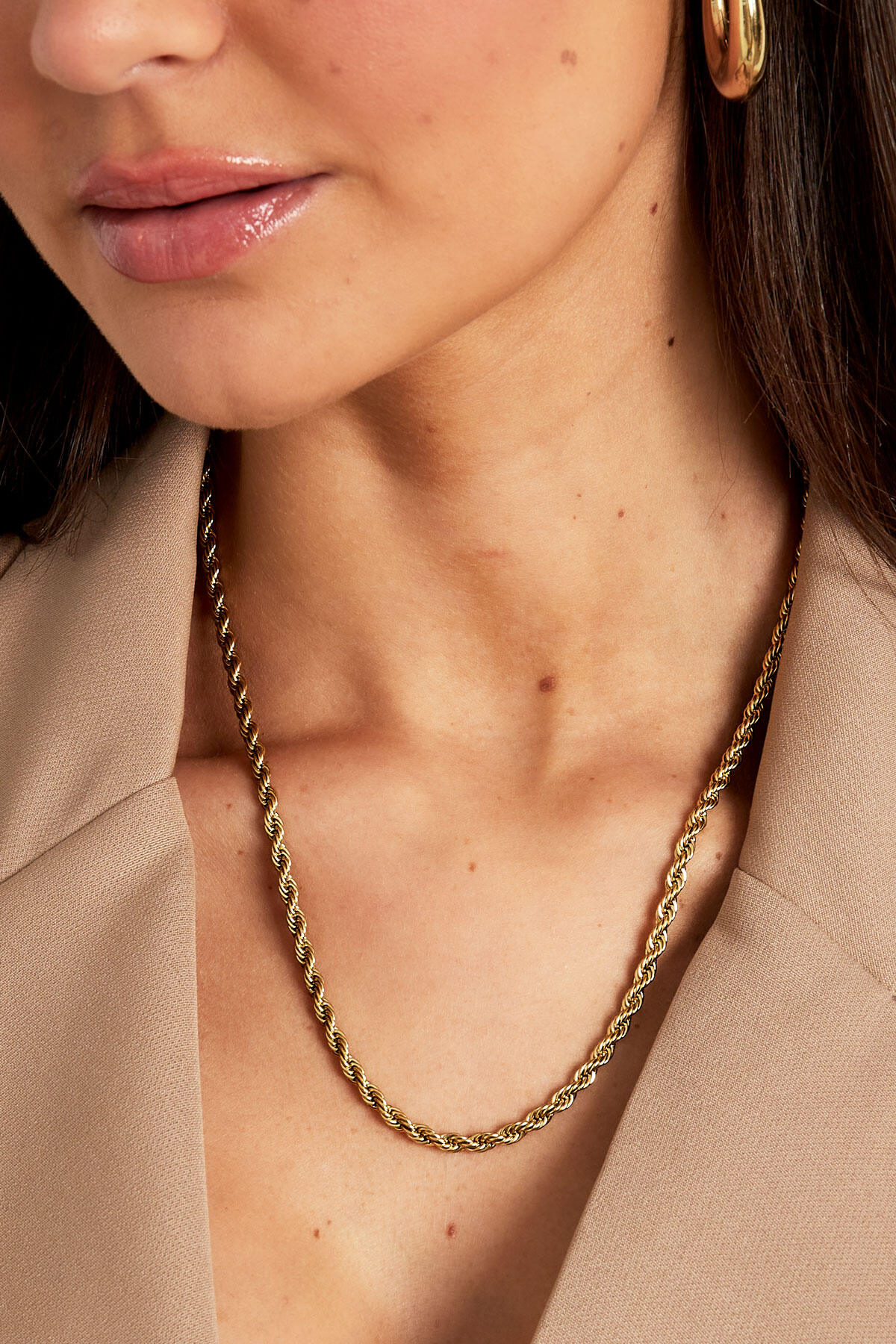 Unisex ketting gedraaid 50cm - Goud kleur-4.0MM Afbeelding3