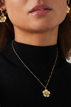 Collier boule avec pendentif fleur et perle - doré h5 Image3