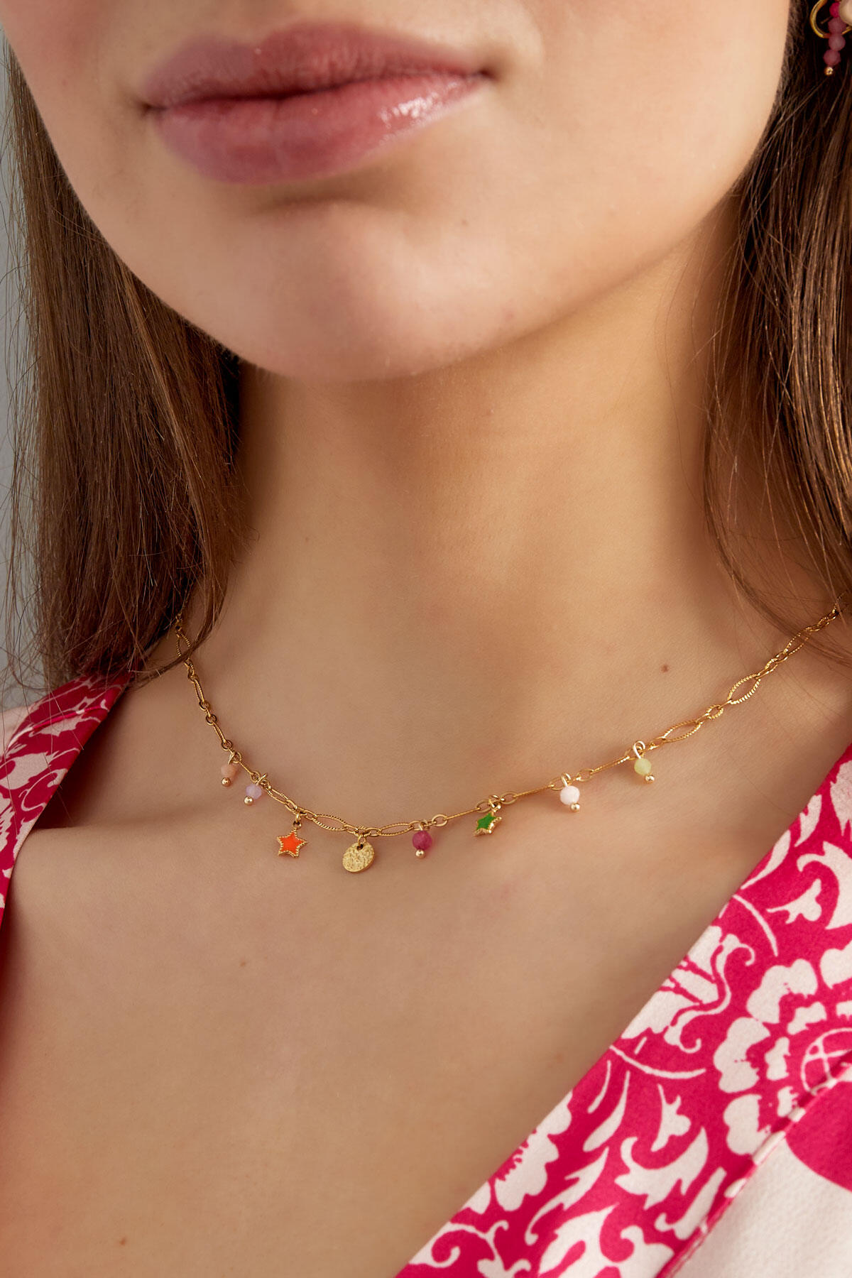 Collar con charm de fiesta brillante - dorado  Imagen3