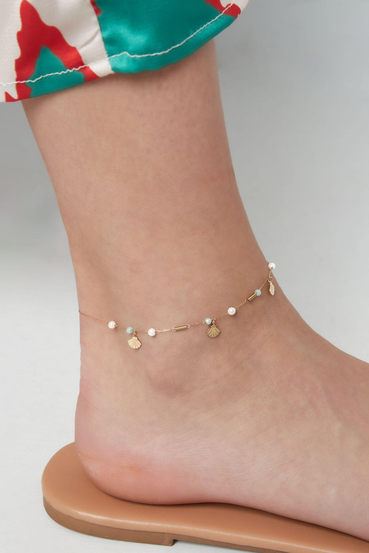 Bracelet de cheville plage bleu - doré h5 Image2