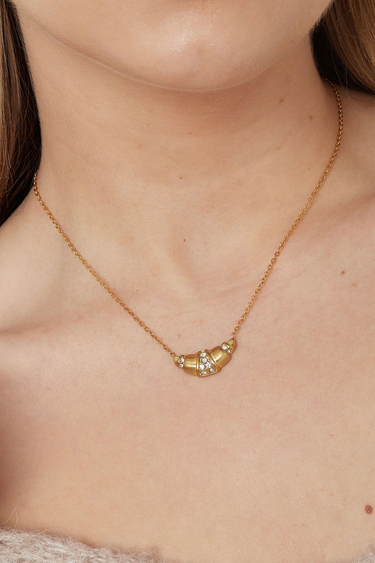 glitter croissant necklace