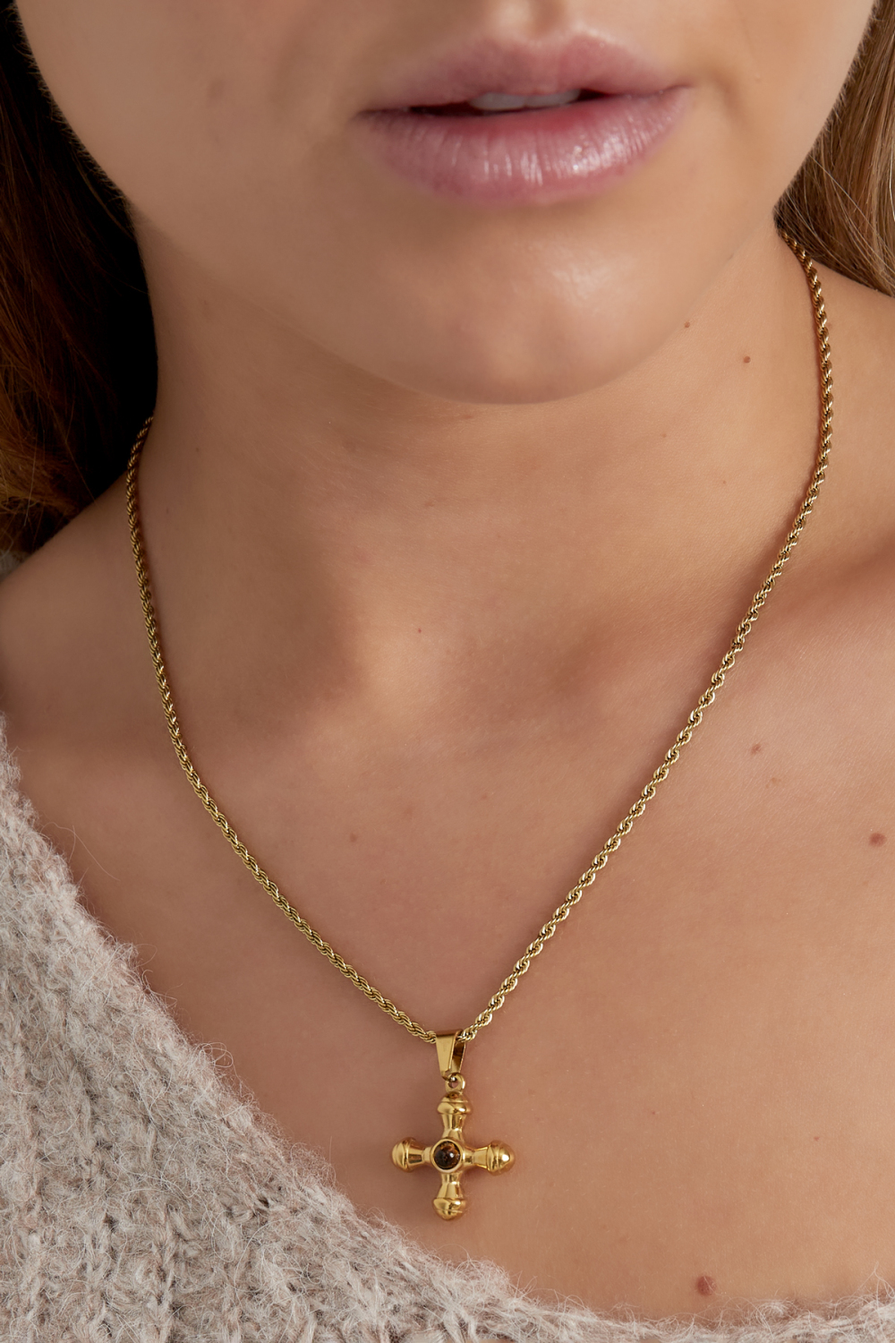 Collar De Piedra Divina - Color Dorado/Rojo h5Imagen2