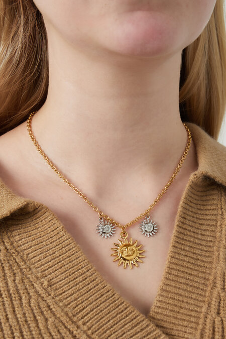 Ketting shimmering sun - Goud kleur zilver 2