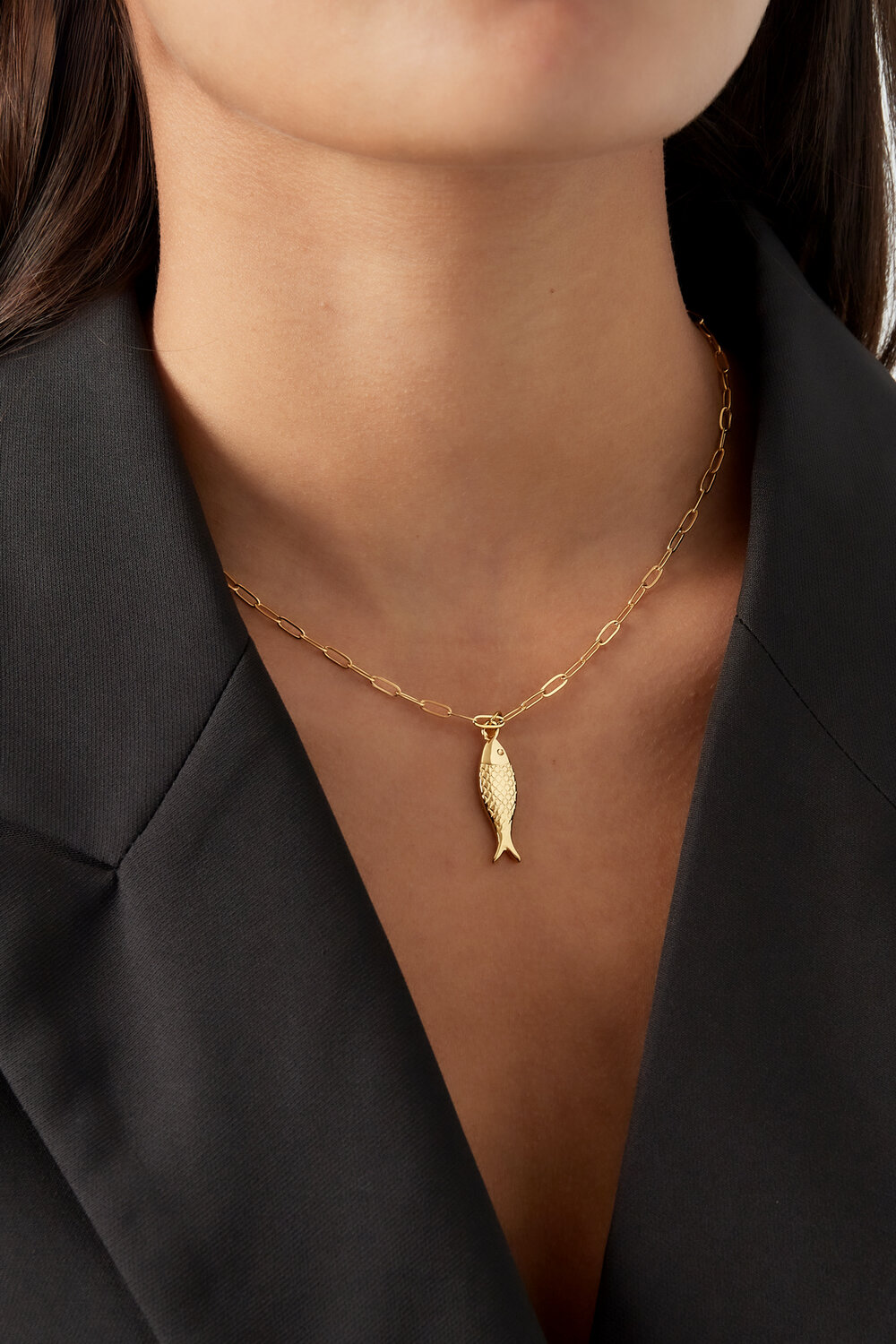 Collar con dije de pez - dorado h5Imagen2