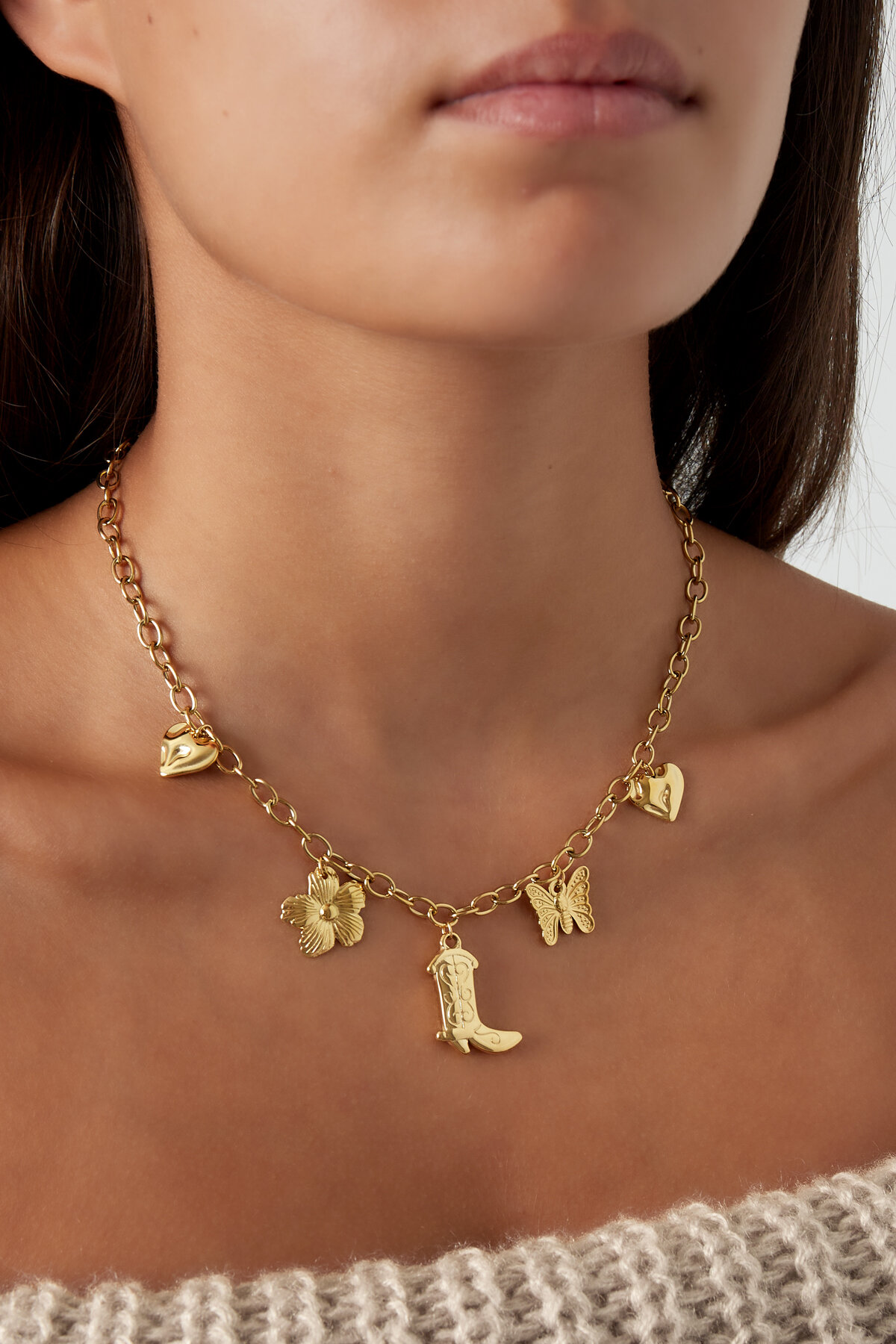 Charm-Abenteuerkette – Goldfarbe - Goldfarbefarbe h5 Bild2