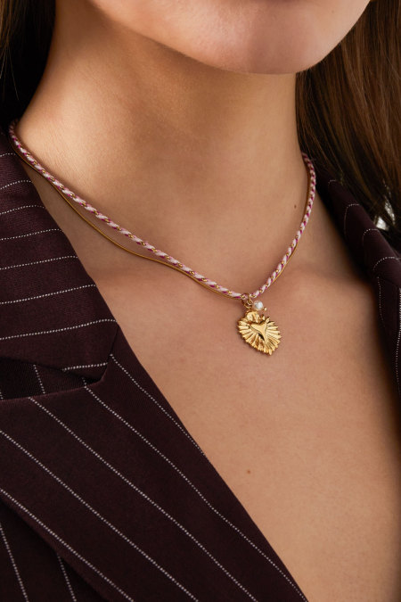 necklace colorful heartbeat - pink & 2