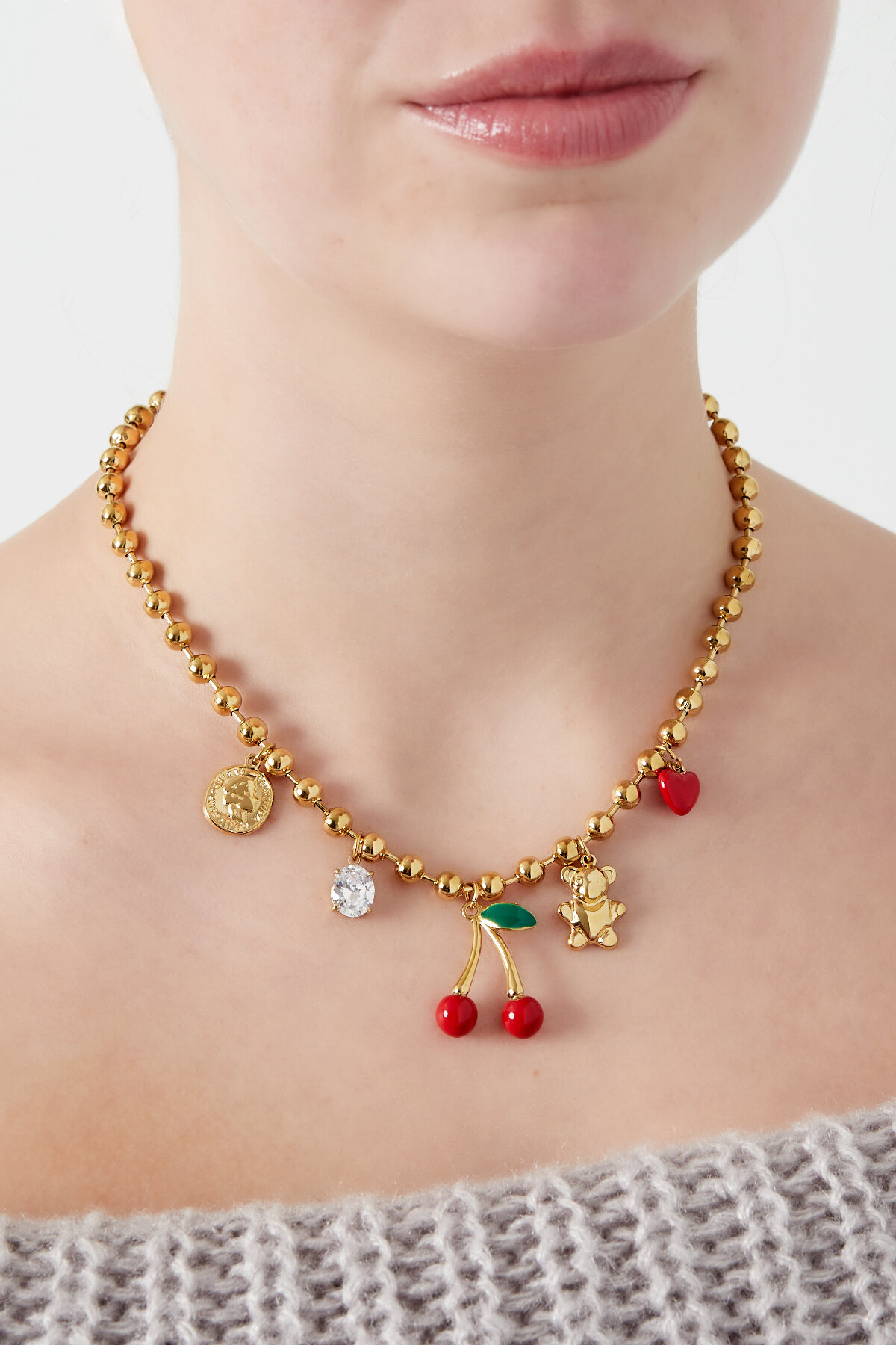 collana con ciondolo cherry chaser - color colore oro h5 Immagine2