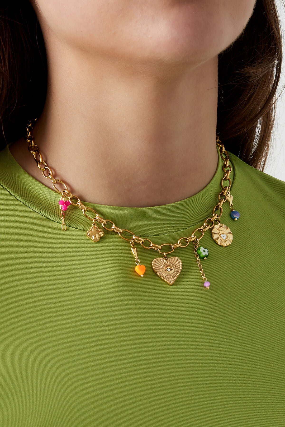 Collar Charm Cuña Ojo - Color Oro