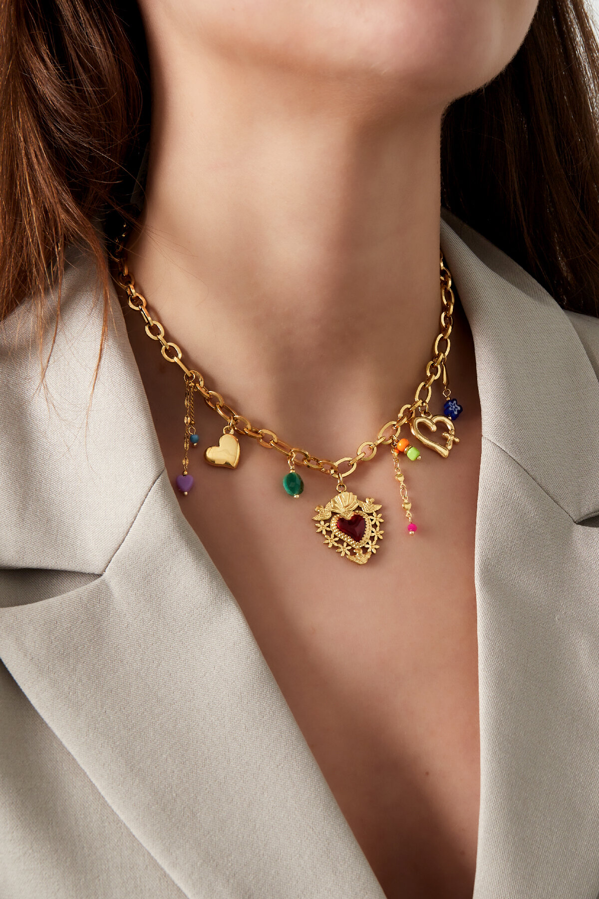 collar charm milagros corazón