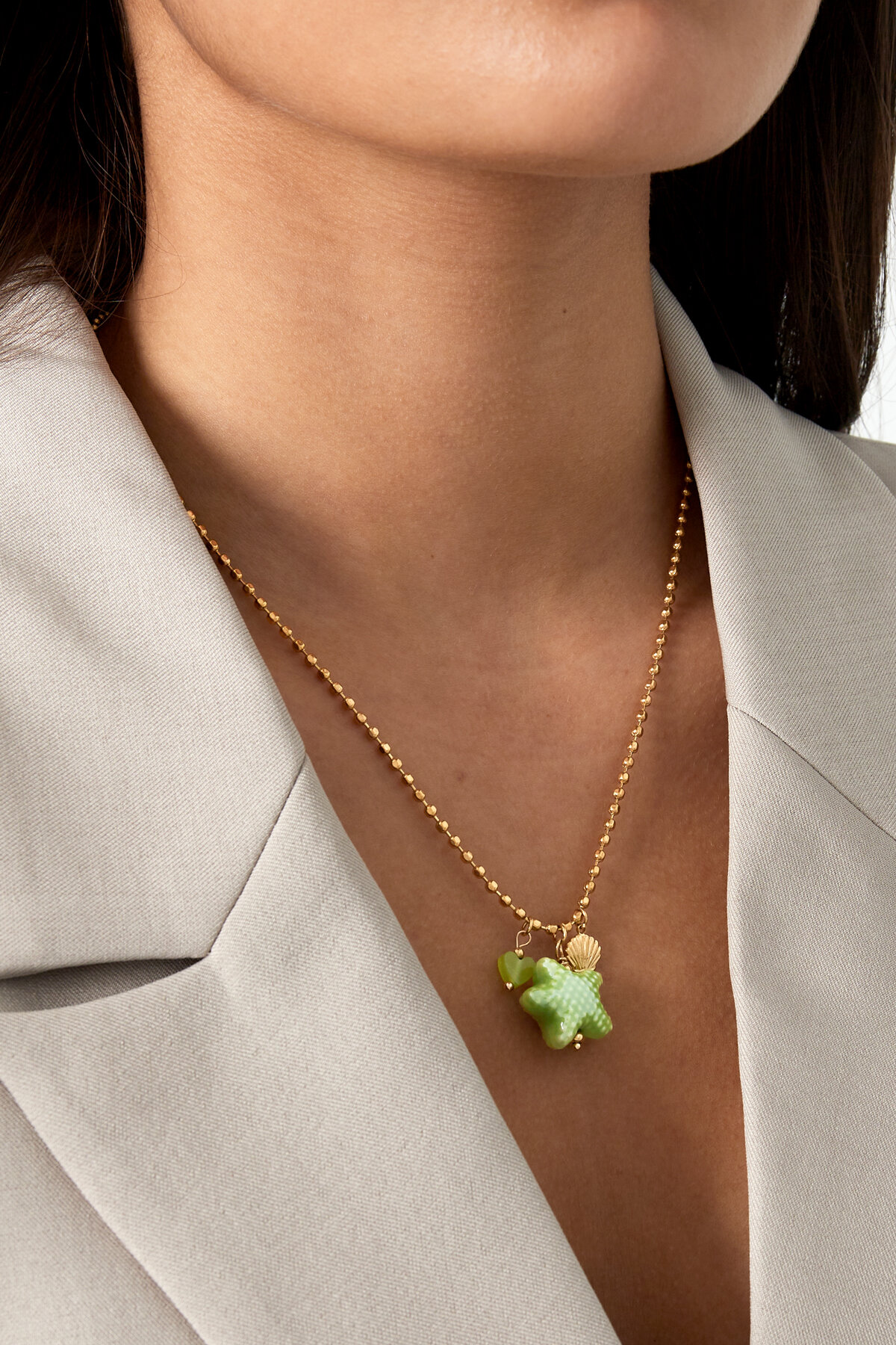 Collier bord de mer - Couleur vert et or Image2