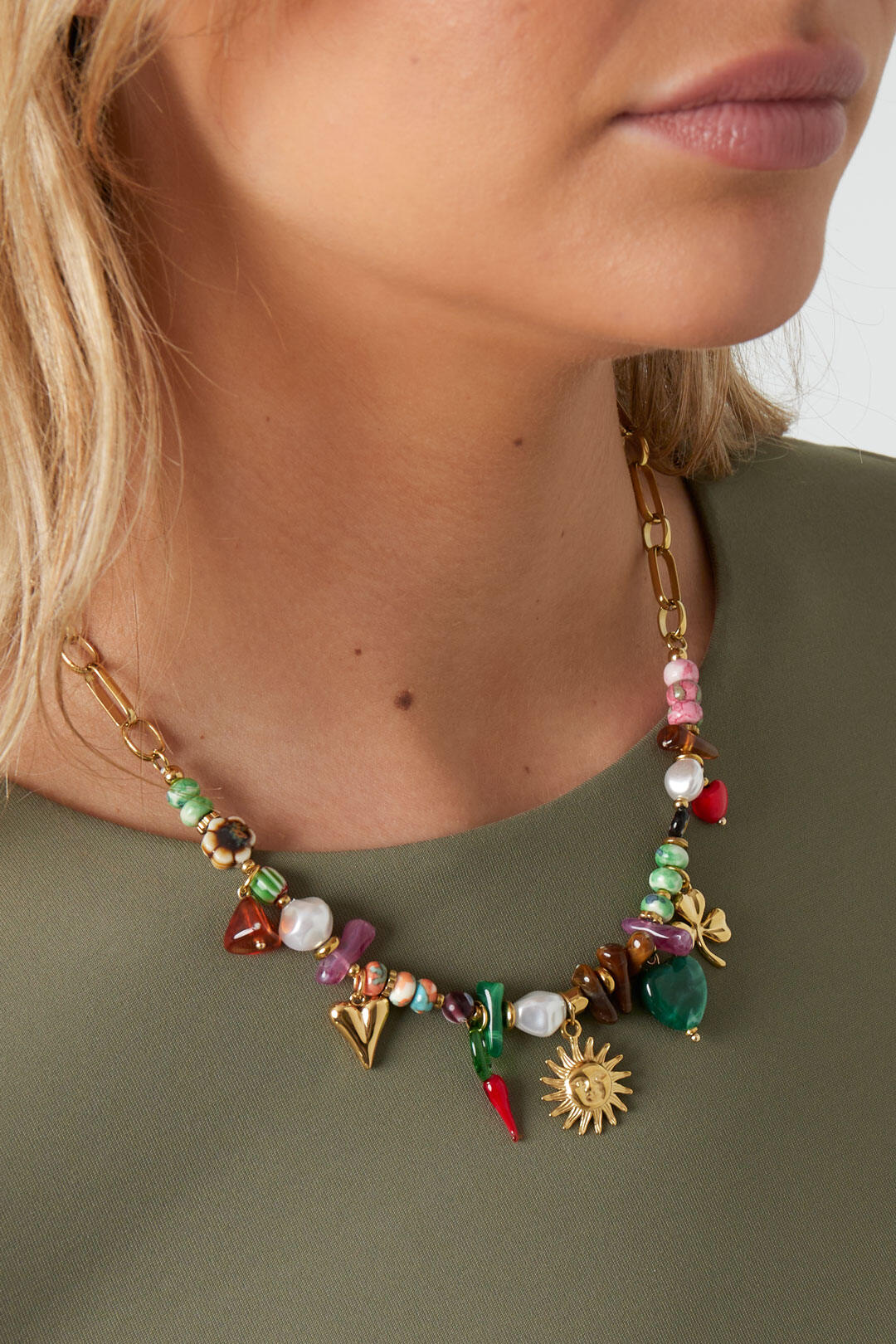 Collane di perline Cuore Sole Perline Casual Quotidiano Serie Etnica Gioielli da donna Immagine3