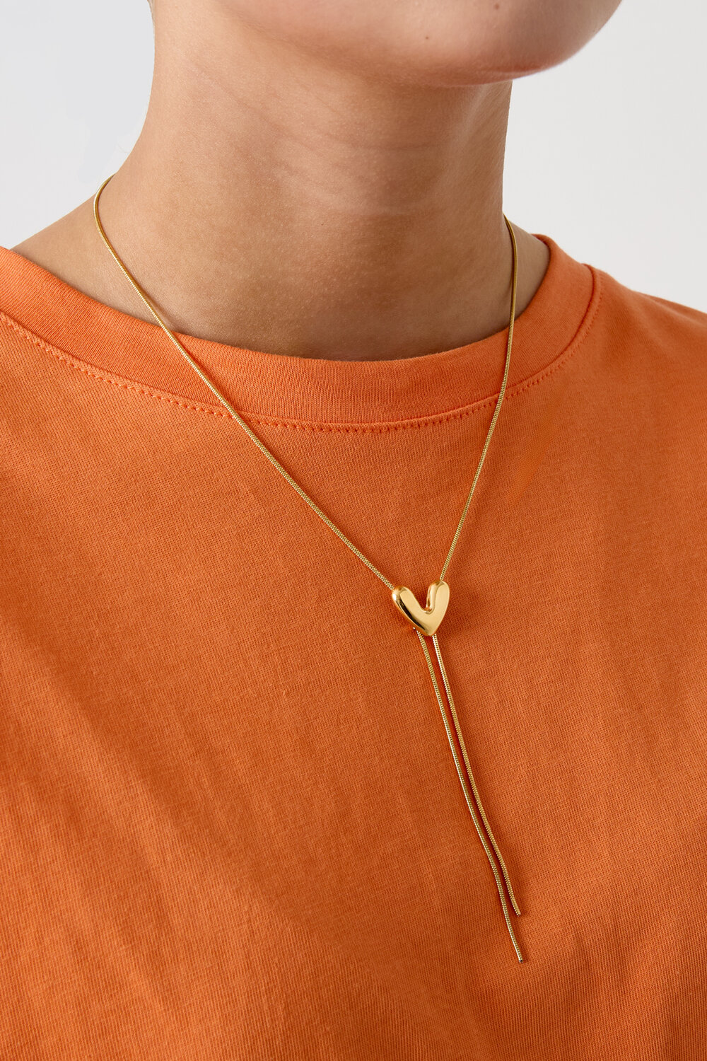 Halsketten mit Herzanhänger aus Edelstahl, lässige und schlichte Serie, Damenschmuck h5Bild2
