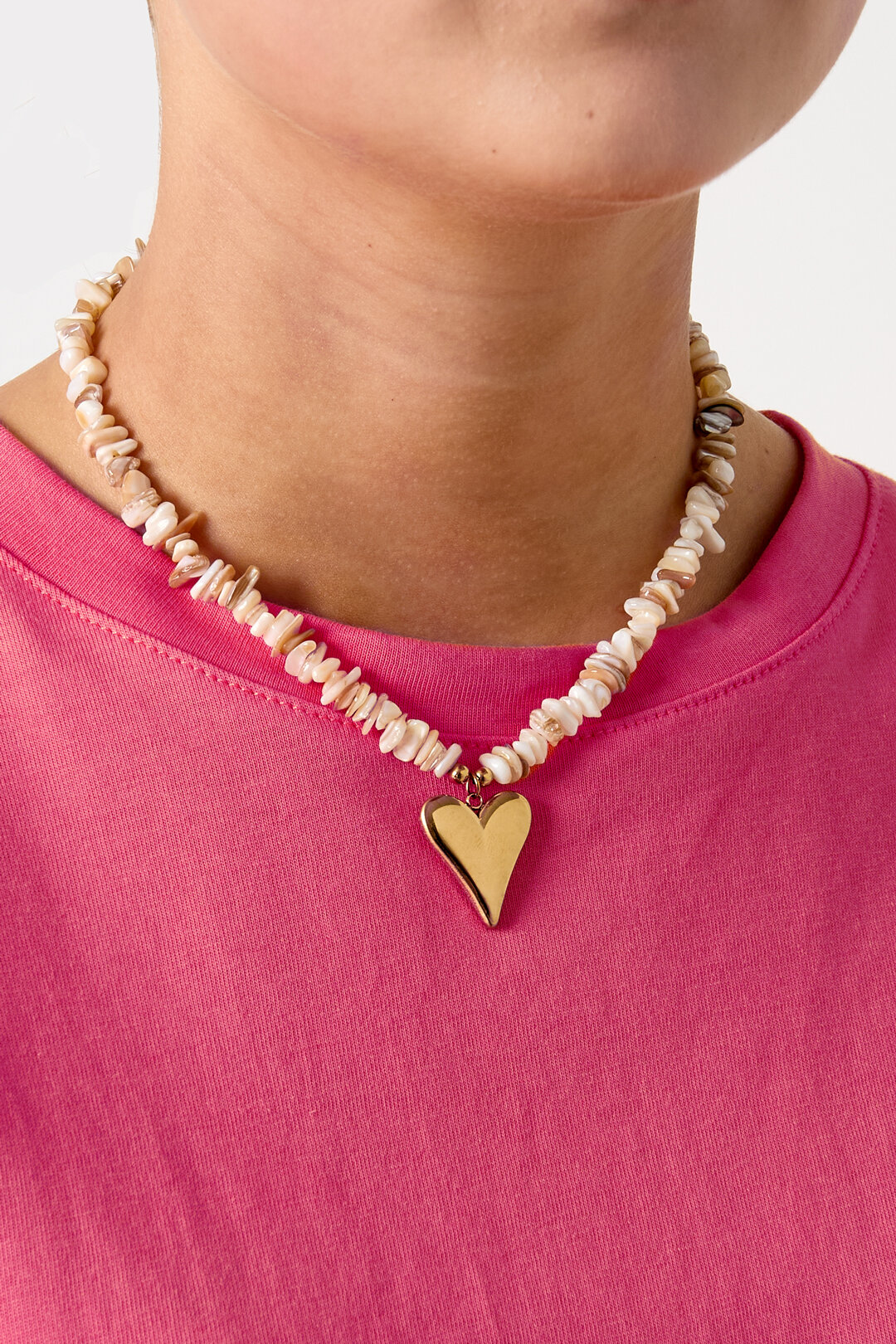 Edelstahl-Perlenkette Herzmotiv, Urlaubs- und romantische Serie, Damenschmuck Bild2