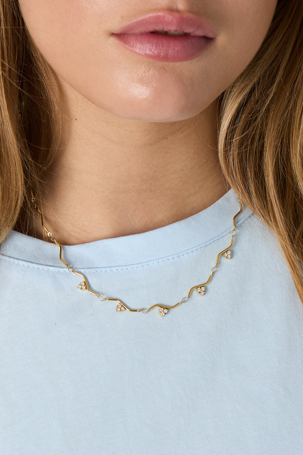 Collana con motivo a zigzag e pietre h5Immagine4