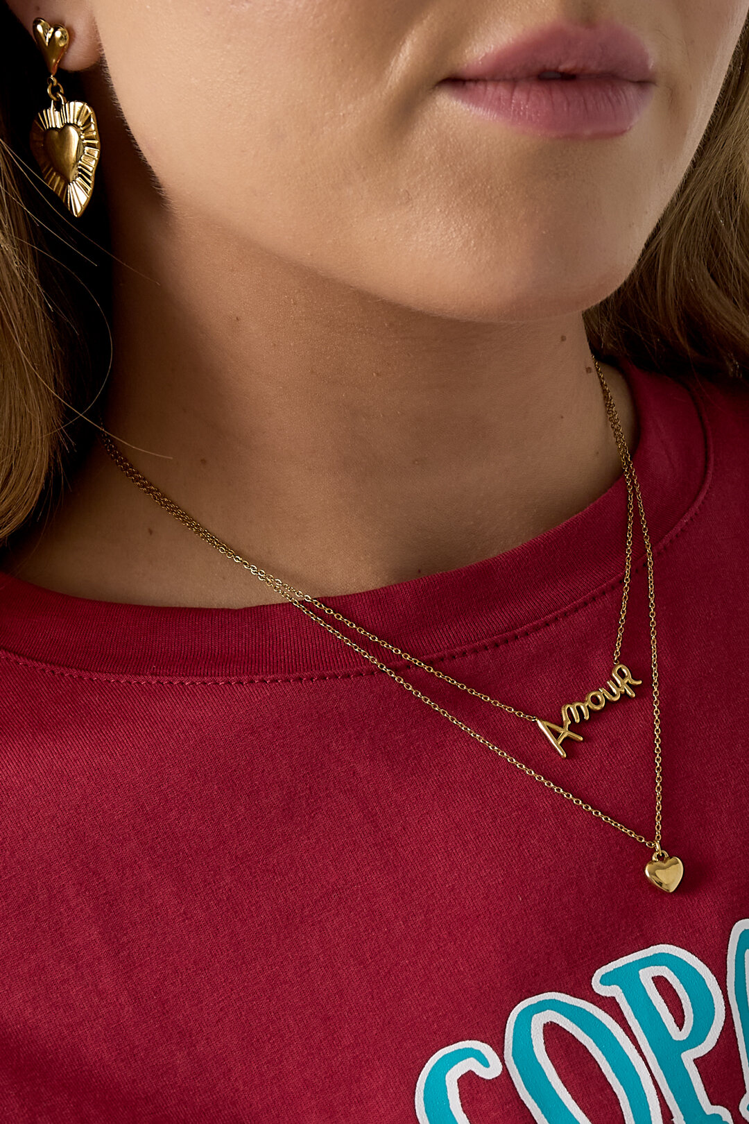 Layered necklace amour with heart h5 Picture3