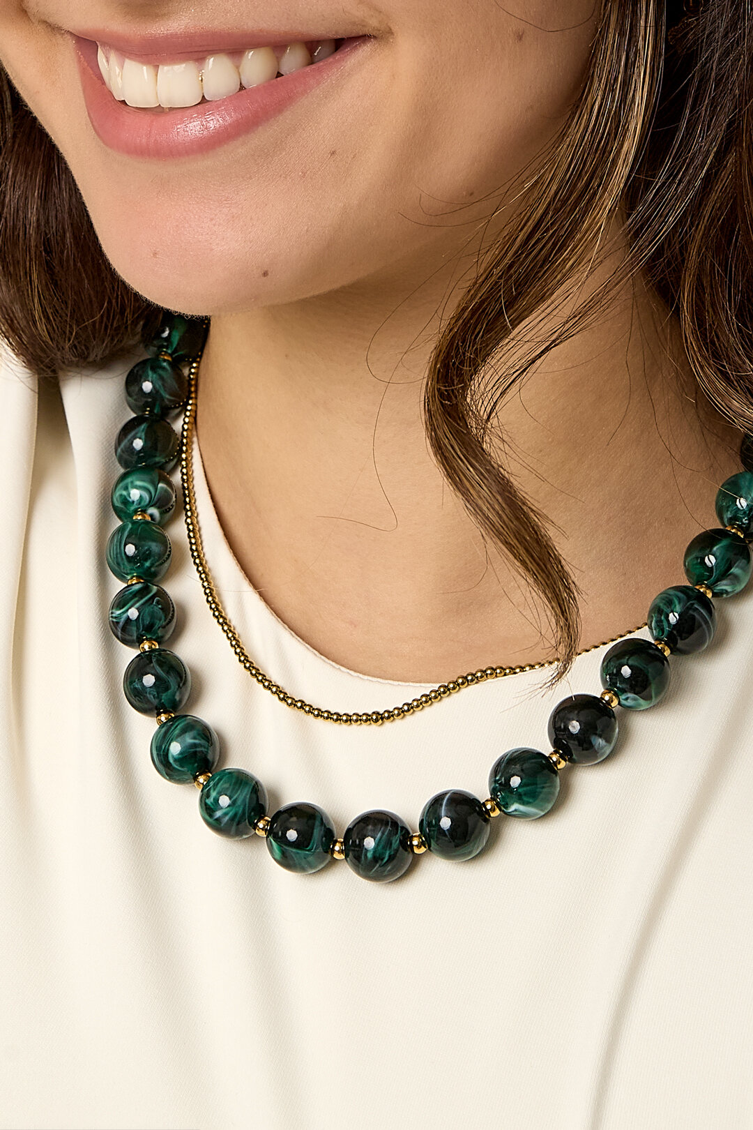Collier De Perles Dorées De 135 Mm 2