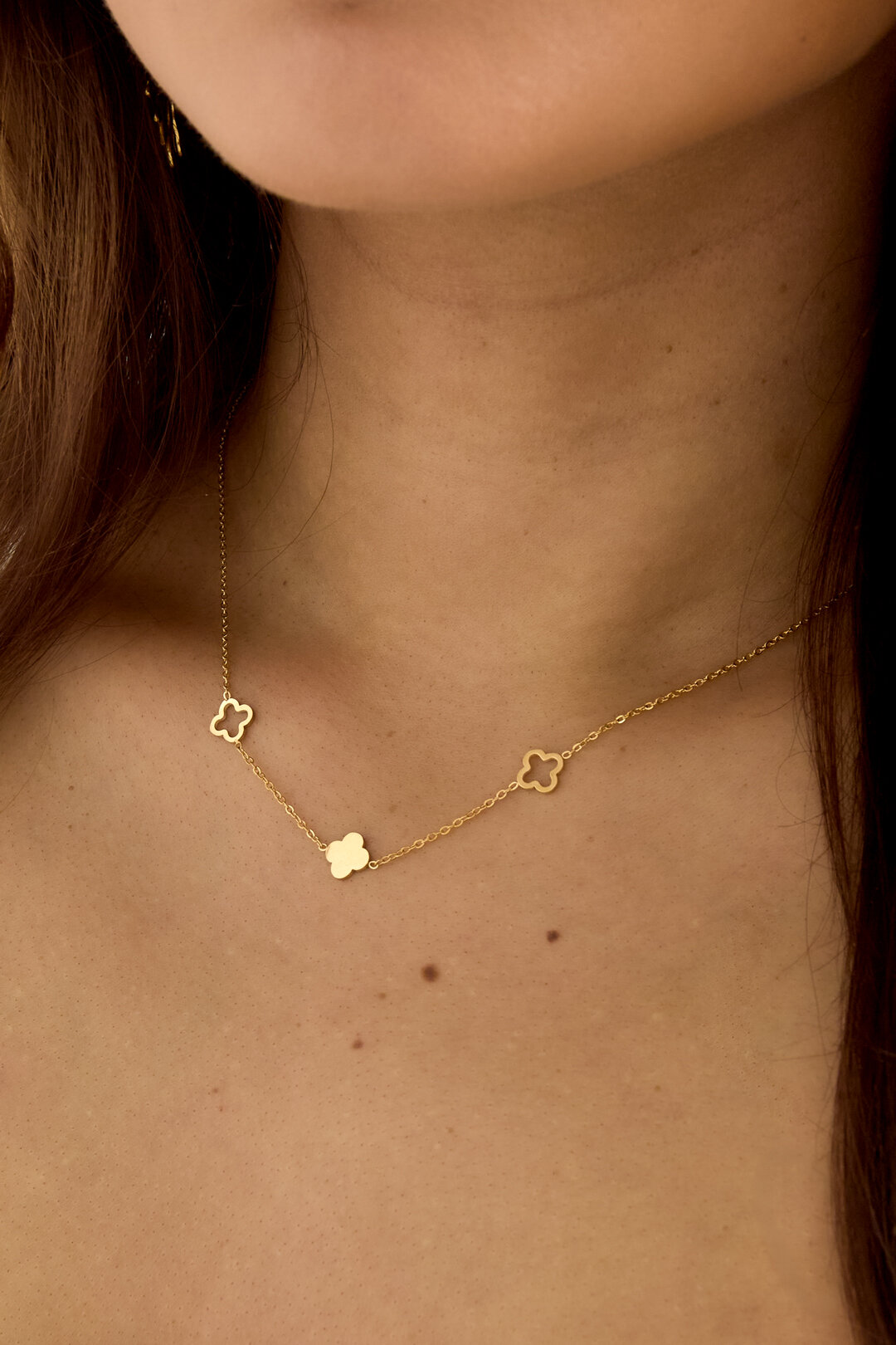 Ketting klavertjes Goud kleur Stainless Steel h5 Afbeelding3