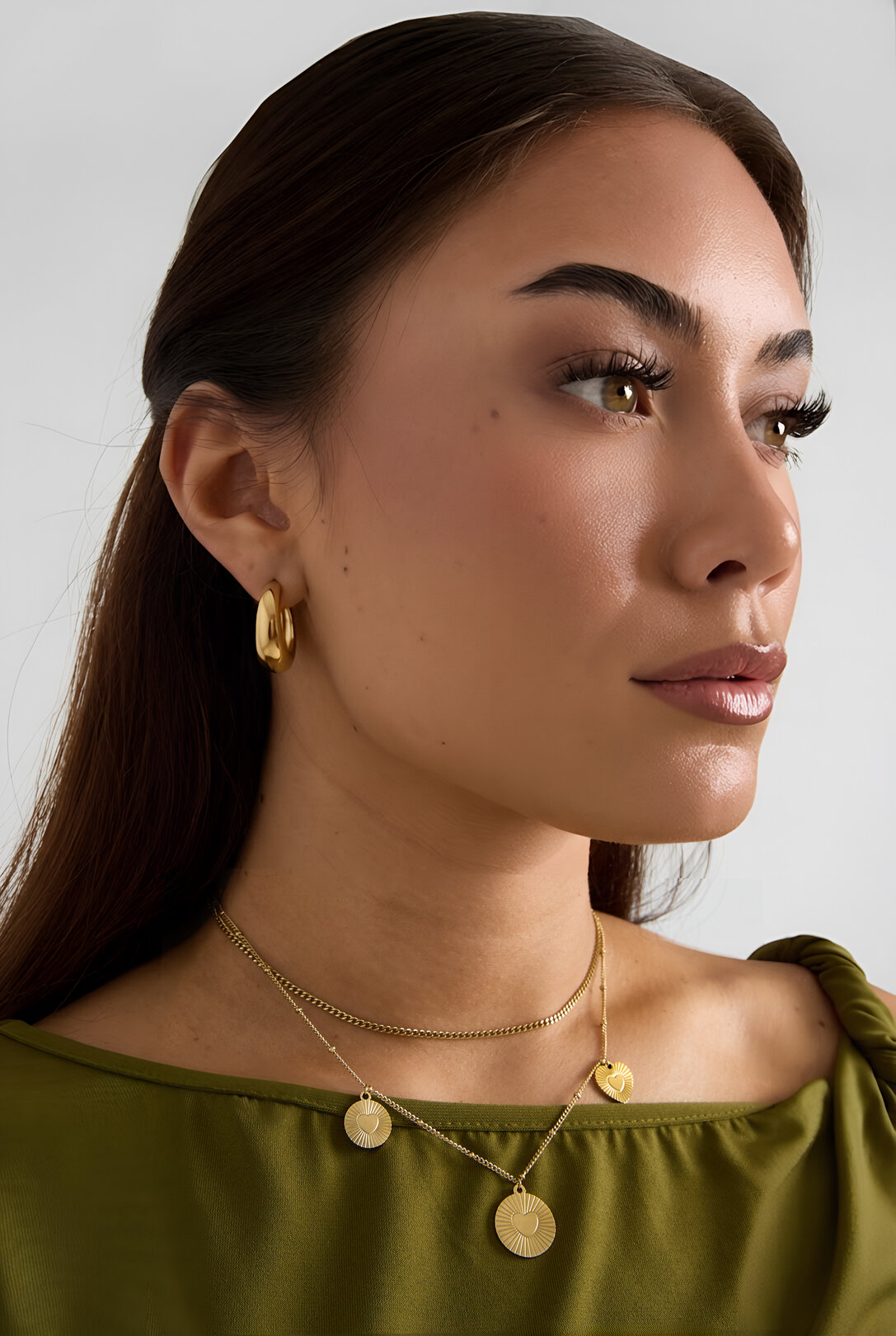 Necklace Locked in Love Gold Color Stainless Steel