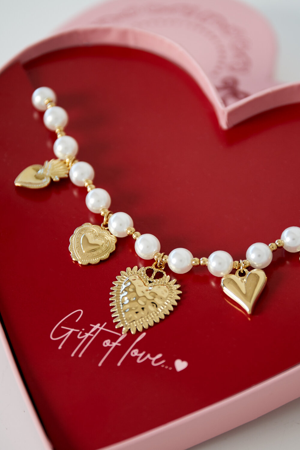 gift of love stainless steel parel hartjes ketting h5Afbeelding2