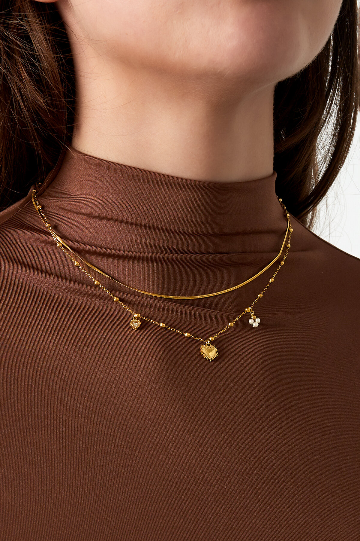 dubbele ketting met hart bedel h5 Afbeelding2