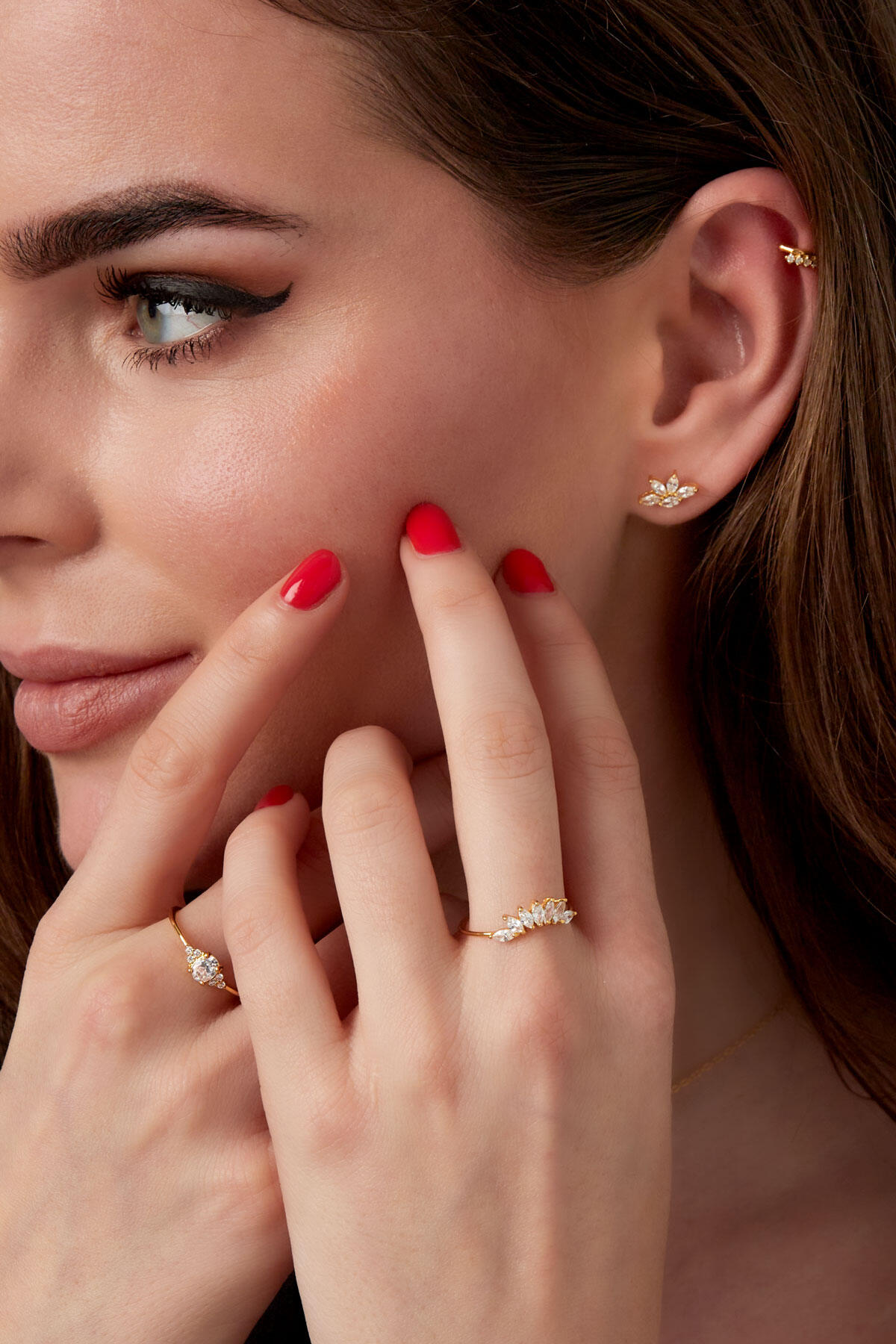 Ring steentjes waaier vorm - 925 zilver Afbeelding2