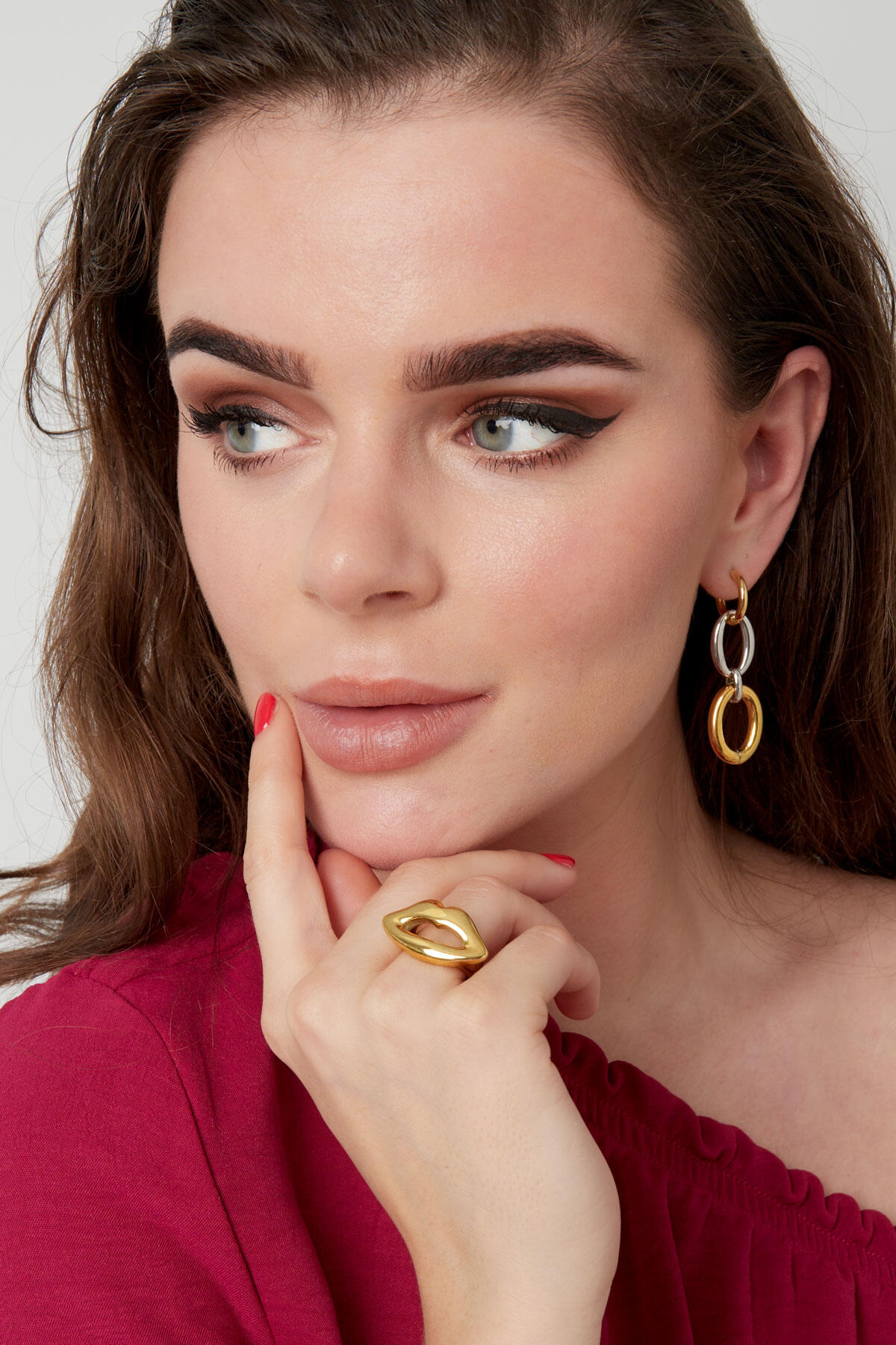 Bague bouche - Couleur or - 16 h5 Image2