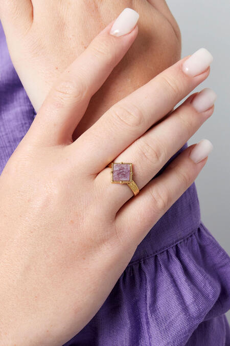 Ring diamond stone - Gold color/green 2