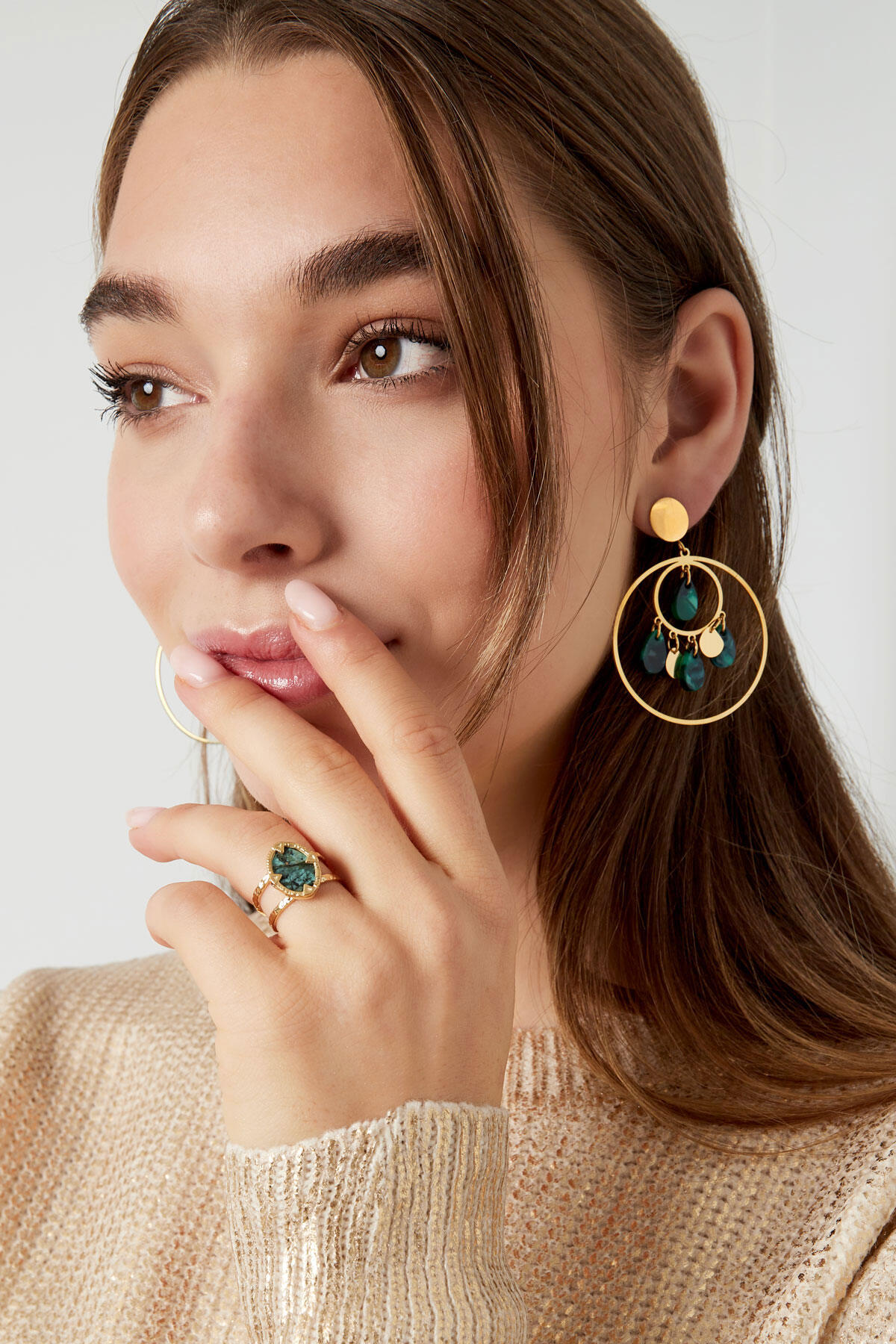 Ring mit Stein - Goldfarbe/Rosa 2