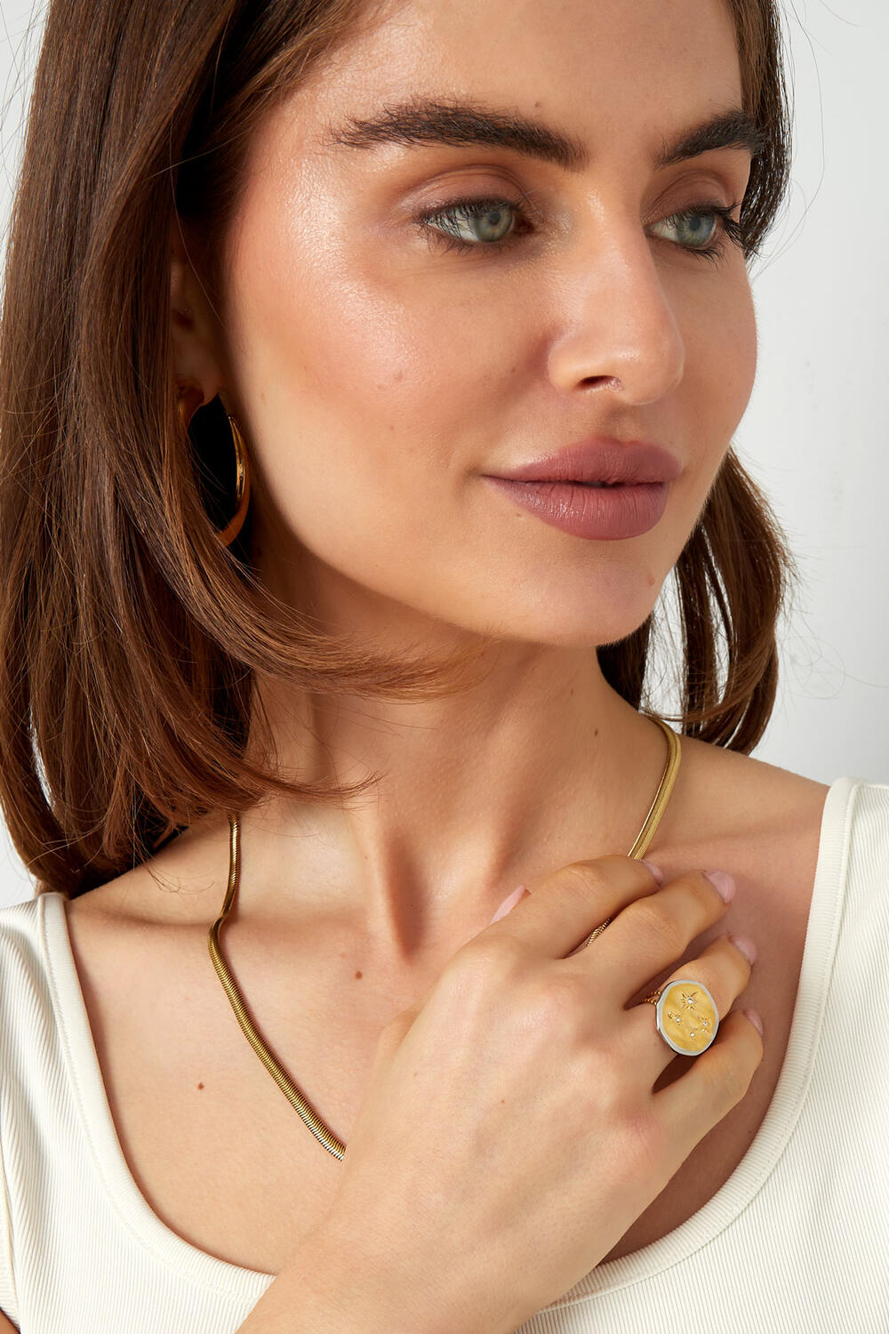 Anello rotondo con stelle - Colore oro/argento h5Immagine2