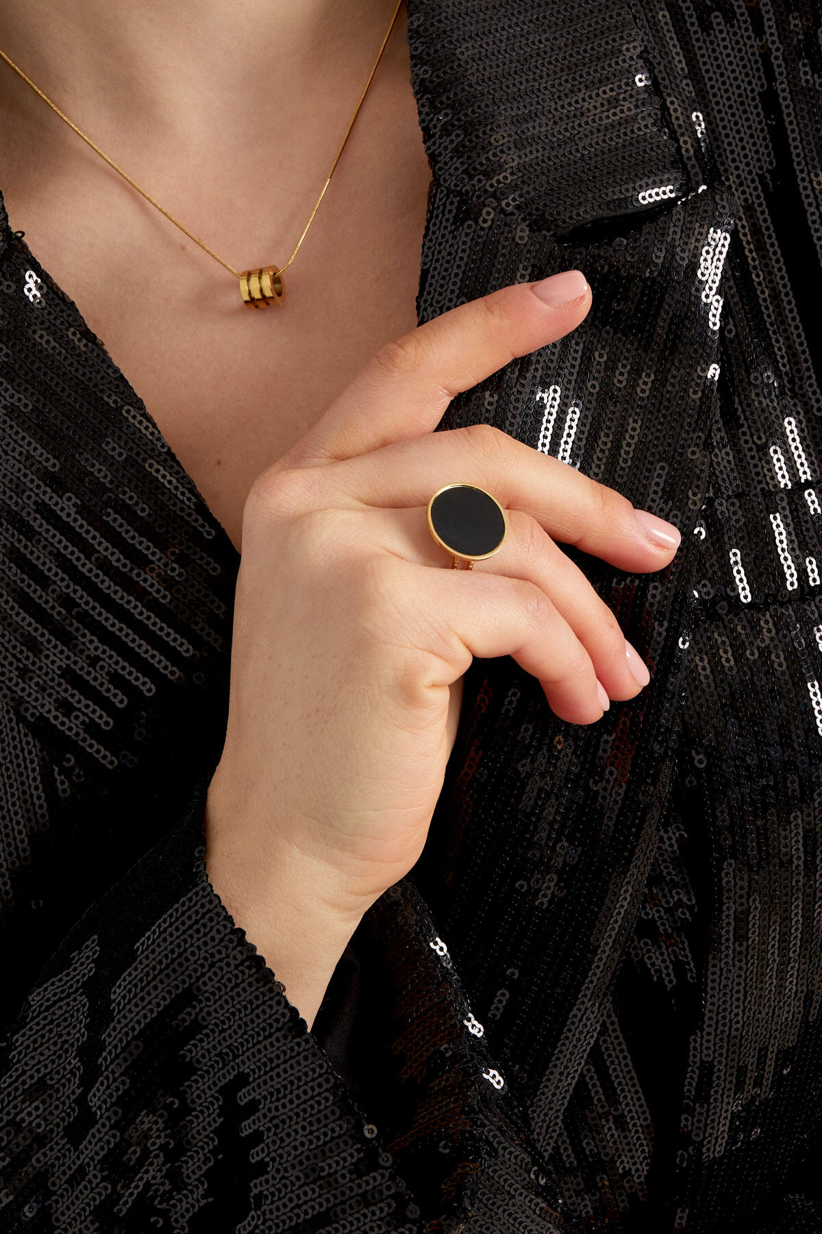 Anello moderno - Colore oro/nero h5 Immagine4