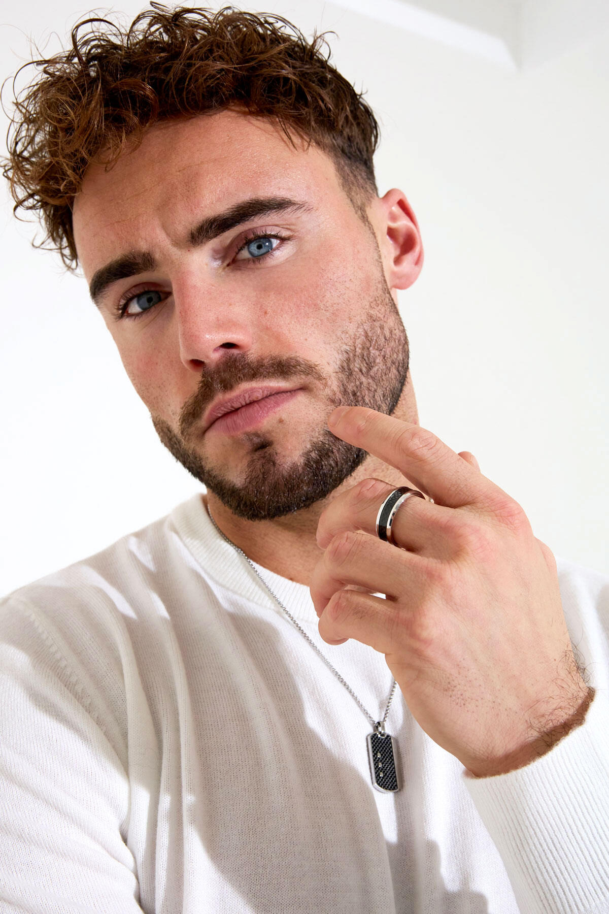 Men's ring zigzag - Silver color/black 2