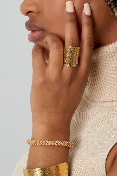 Vintage statement elongated ring - Silver Color color 2