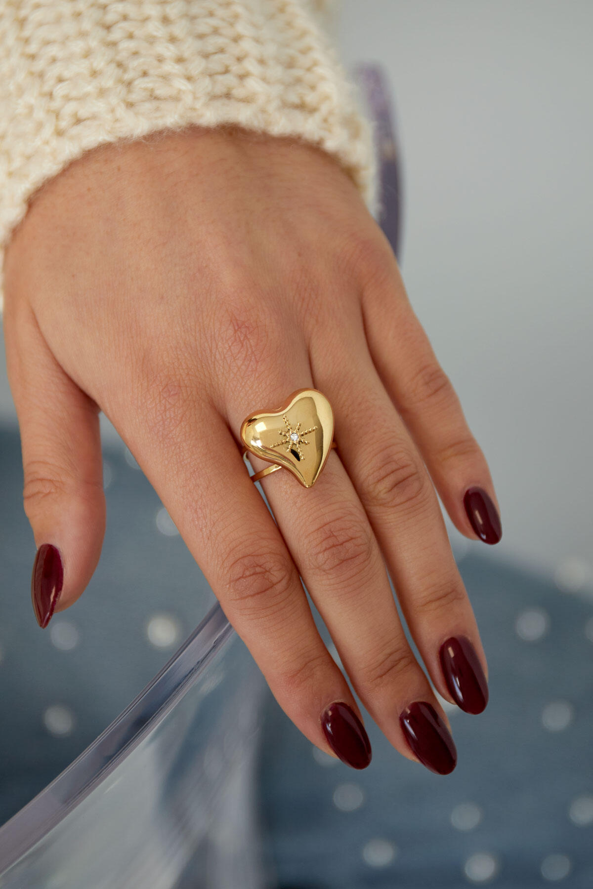big heart with stone ring