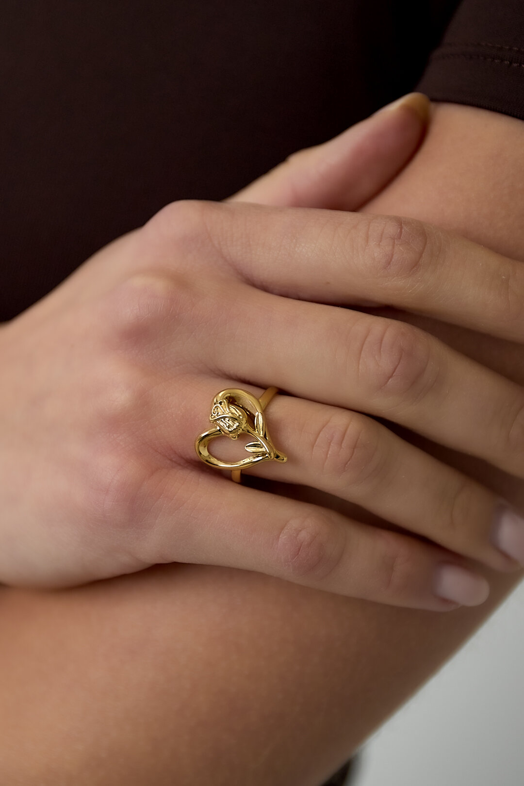 Ring met roos op hart Afbeelding2